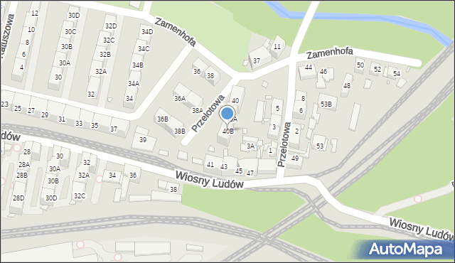 Katowice, Zamenhofa Ludwika, dr., 40B, mapa Katowic