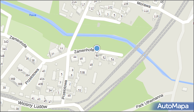 Katowice, Zamenhofa Ludwika, dr., 50, mapa Katowic