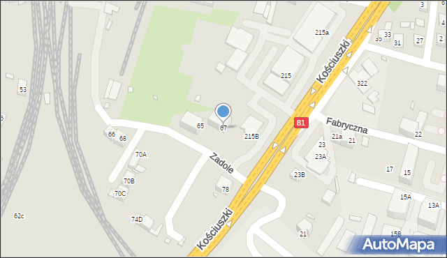 Katowice, Zadole, 67, mapa Katowic