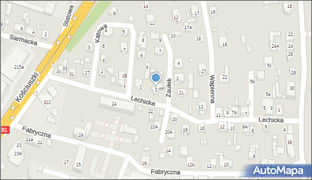 Katowice, Zaułek, 1, mapa Katowic