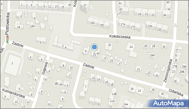 Katowice, Zadole, 11, mapa Katowic