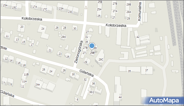 Katowice, Zadole, 29B, mapa Katowic