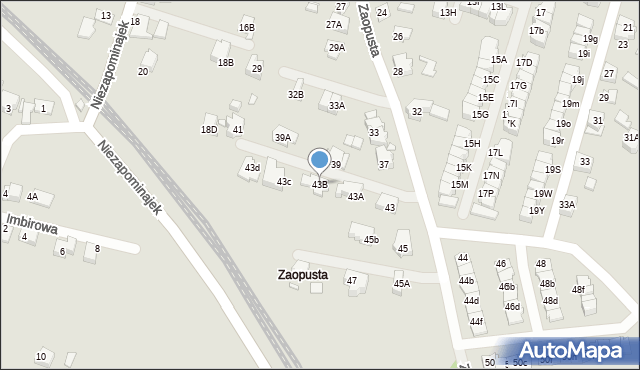 Katowice, Zaopusta, 43B, mapa Katowic