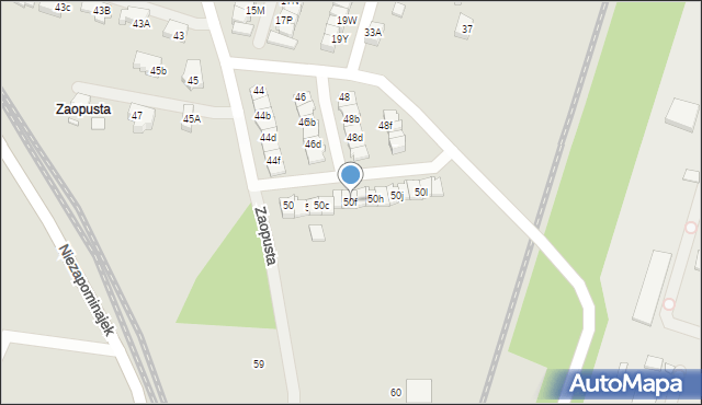 Katowice, Zaopusta, 50f, mapa Katowic