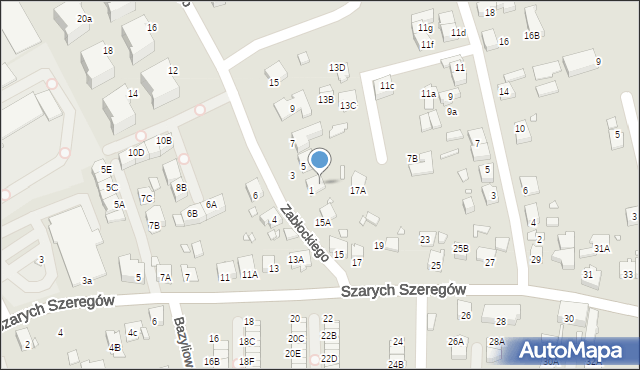 Katowice, Zabłockiego Franciszka, 1A, mapa Katowic