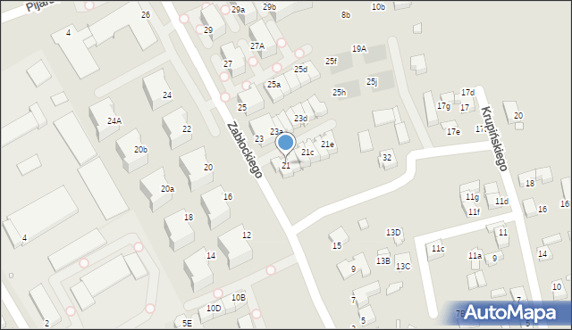 Katowice, Zabłockiego Franciszka, 21, mapa Katowic