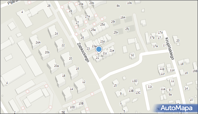 Katowice, Zabłockiego Franciszka, 21a, mapa Katowic