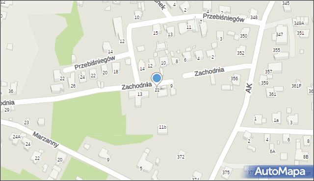 Katowice, Zachodnia, 11, mapa Katowic