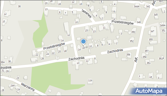 Katowice, Zachodnia, 12, mapa Katowic