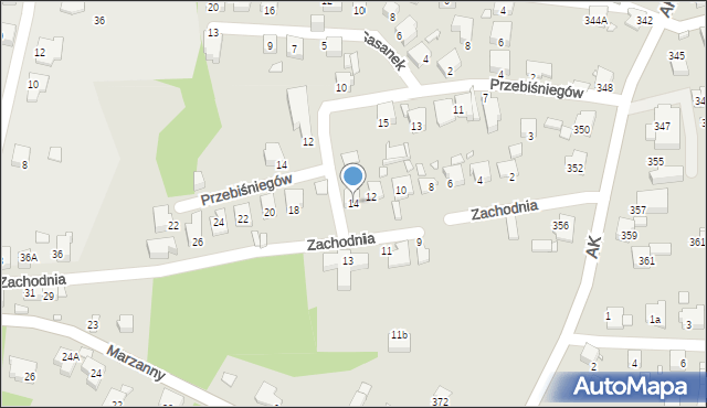 Katowice, Zachodnia, 14, mapa Katowic