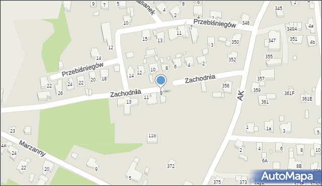 Katowice, Zachodnia, 9, mapa Katowic