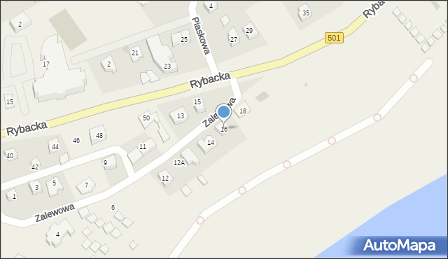 Kąty Rybackie, Zalewowa, 16, mapa Kąty Rybackie