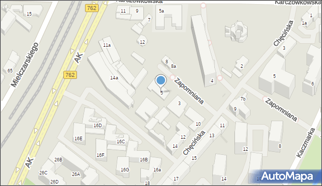 Kielce, Zapomniana, 5, mapa Kielc