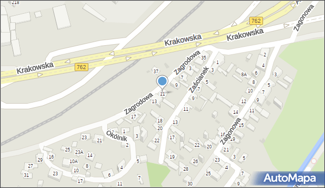 Kielce, Zagrodowa, 11, mapa Kielc