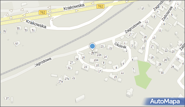 Kielce, Zagrodowa, 25, mapa Kielc