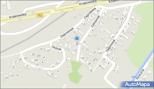 Kielce, Zaścianek, 20, mapa Kielc