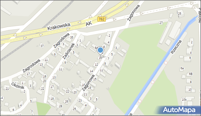 Kielce, Zagonowa, 10, mapa Kielc