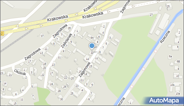 Kielce, Zagonowa, 12, mapa Kielc