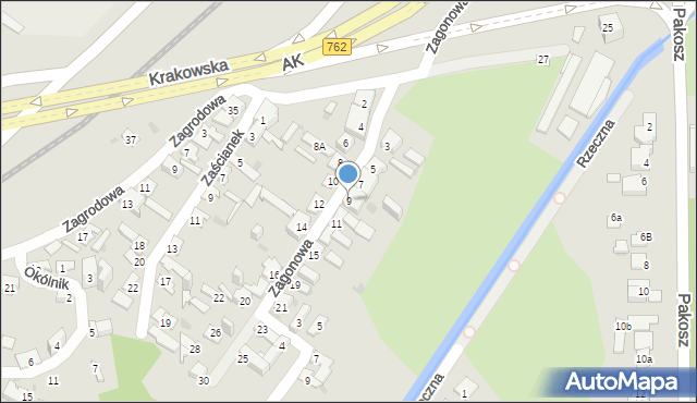 Kielce, Zagonowa, 9, mapa Kielc