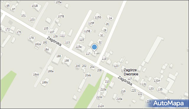 Kielce, Zagórska, 117A, mapa Kielc