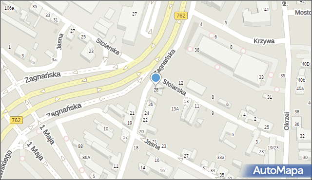 Kielce, Zagnańska, 28, mapa Kielc