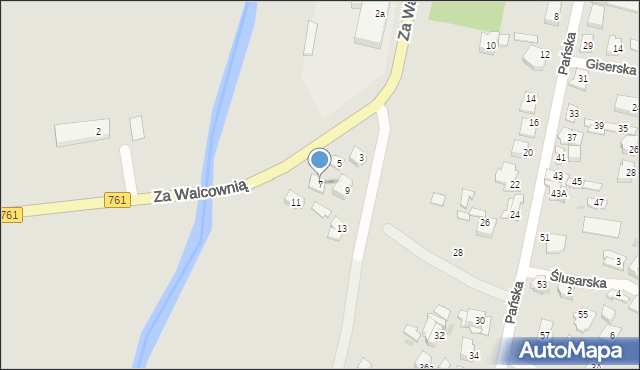 Kielce, Za Walcownią, 7, mapa Kielc