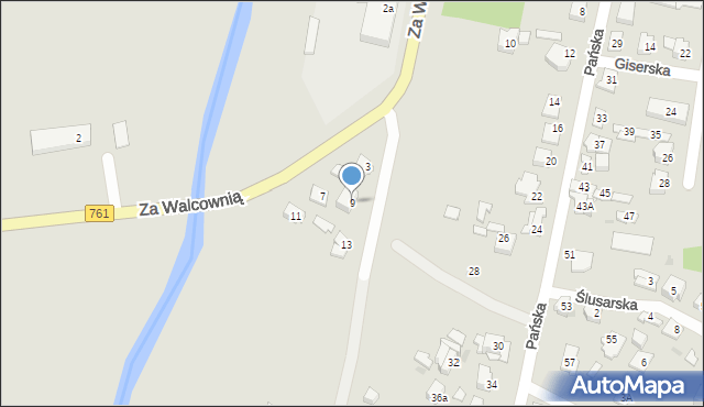 Kielce, Za Walcownią, 9, mapa Kielc