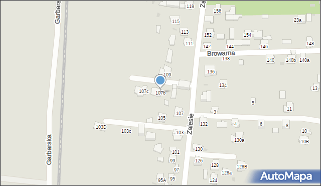 Kielce, Zalesie, 107b, mapa Kielc