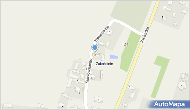 Kije, Zakościelna, 8, mapa Kije