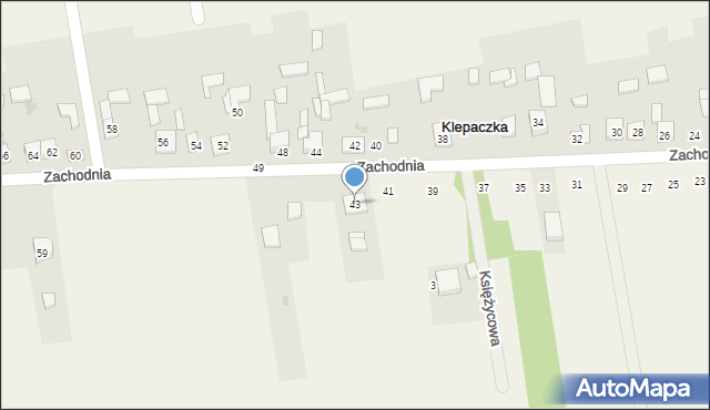 Klepaczka, Zachodnia, 43, mapa Klepaczka