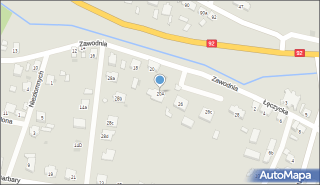 Kłodawa, Zawodnia, 22, mapa Kłodawa