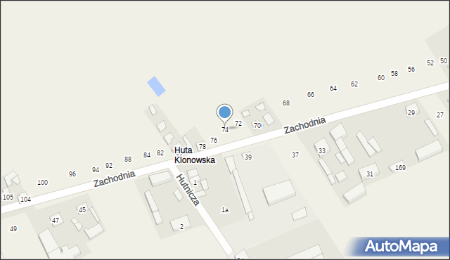 Klonowa, Zachodnia, 74, mapa Klonowa