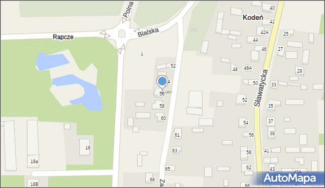 Kodeń, Zastodolna, 56, mapa Kodeń