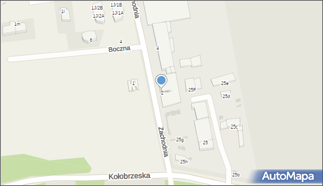 Kołobrzeg, Zachodnia, 2, mapa Kołobrzegu