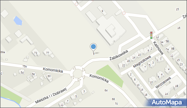 Komorniki, Żabikowska, 3, mapa Komorniki