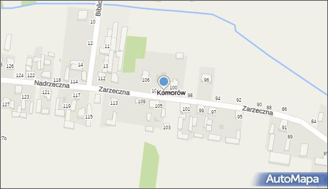 Komorów, Zarzeczna, 102, mapa Komorów