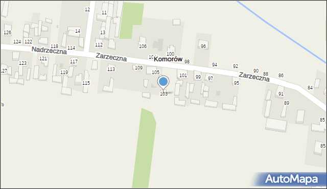 Komorów, Zarzeczna, 103, mapa Komorów