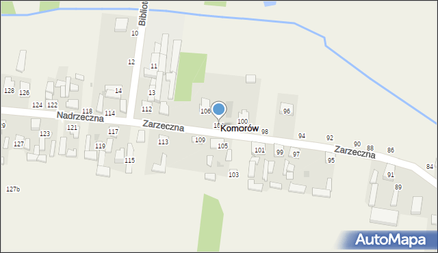 Komorów, Zarzeczna, 104, mapa Komorów