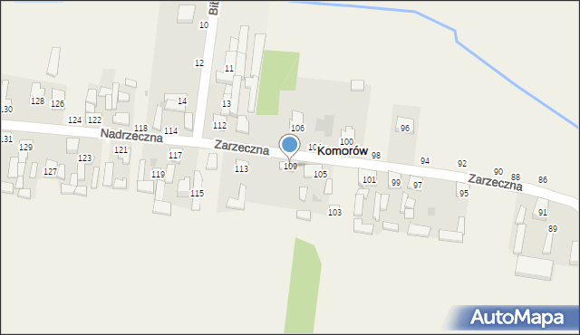 Komorów, Zarzeczna, 109, mapa Komorów