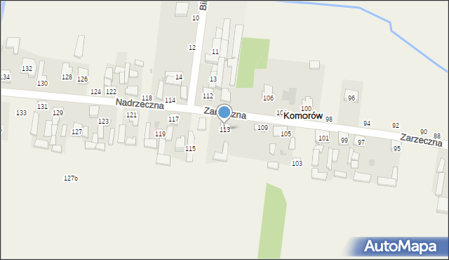 Komorów, Zarzeczna, 113, mapa Komorów