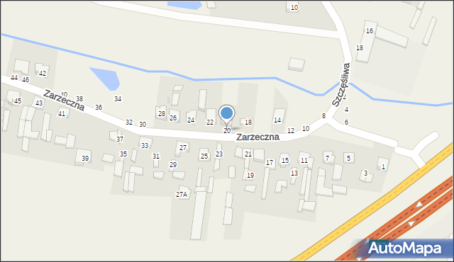 Komorów, Zarzeczna, 20, mapa Komorów