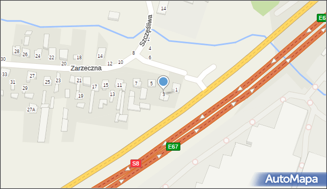 Komorów, Zarzeczna, 3, mapa Komorów