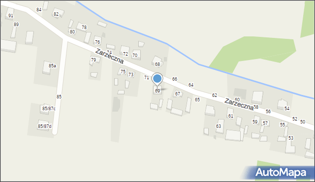 Komorów, Zarzeczna, 69, mapa Komorów