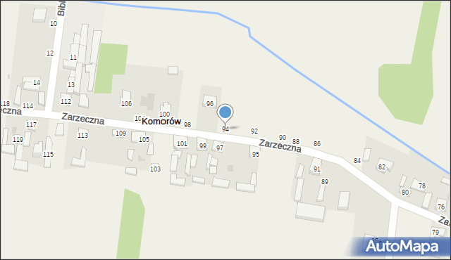 Komorów, Zarzeczna, 94, mapa Komorów