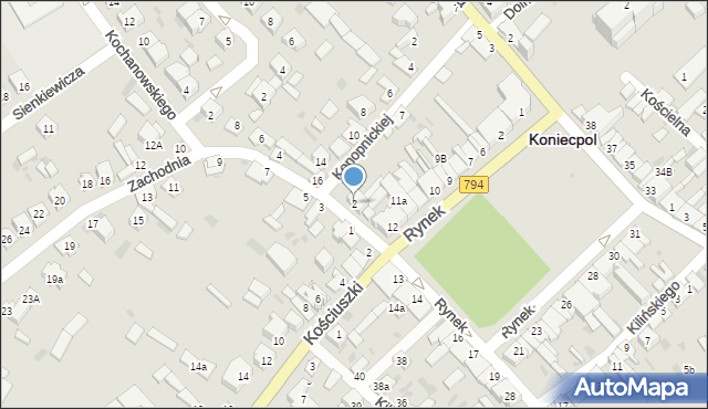 Koniecpol, Zachodnia, 2, mapa Koniecpol