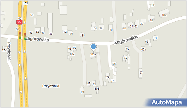 Konin, Zagórowska, 85a, mapa Konina