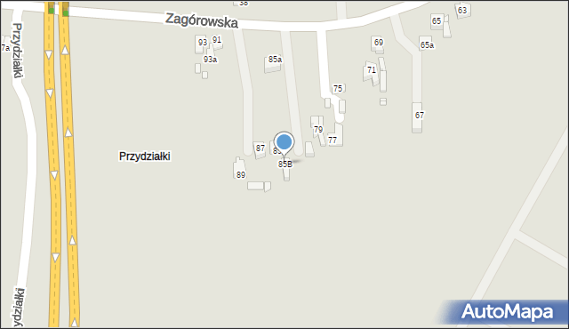 Konin, Zagórowska, 85B, mapa Konina