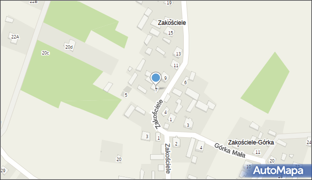 Kopki, Zakościele, 7, mapa Kopki