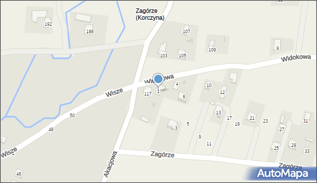 Korczyna, Zagórze, 1, mapa Korczyna