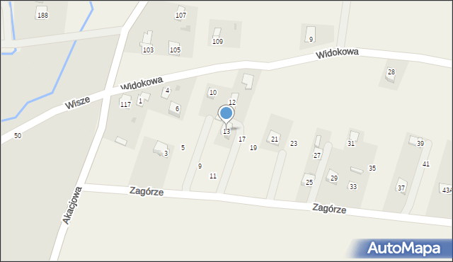 Korczyna, Zagórze, 13, mapa Korczyna